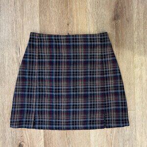 Brandy Melville John Galt Plaid Slit Mini Skirt Size XS